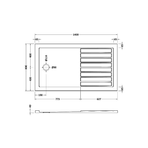 Nuie Rectangular Shower Trays,Shower Trays,Nuie Nuie Slip Resistant Rectangular Walk-In Shower Tray - White