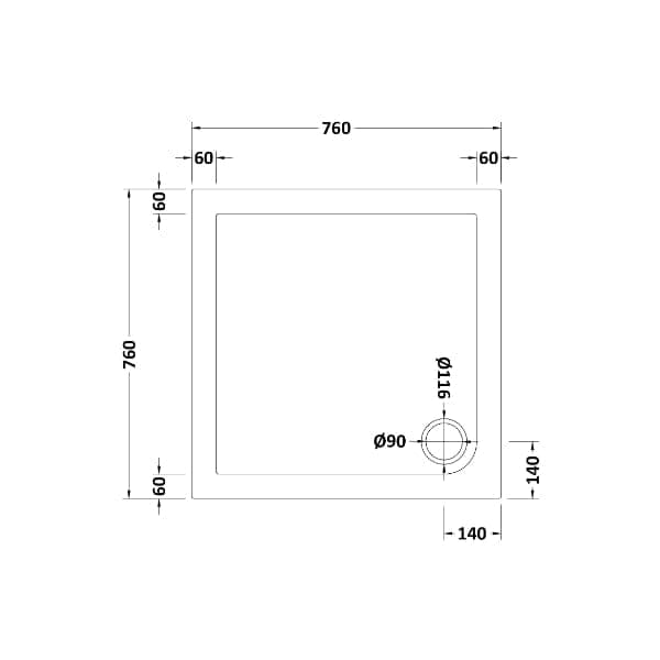 Nuie Rectangular Shower Trays,Shower Trays,Nuie Nuie Slip Resistant Square Shower Tray - White