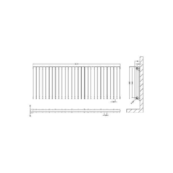 Nuie Horizontal Designer Radiators,Modern Designer Radiators Nuie Sloane Double Panel Horizontal Designer Radiator - 600mm x 1572mm