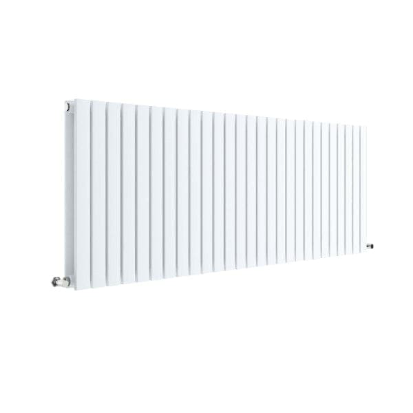 Nuie Horizontal Designer Radiators,Modern Designer Radiators Satin White Nuie Sloane Double Panel Horizontal Designer Radiator - 600mm x 1572mm