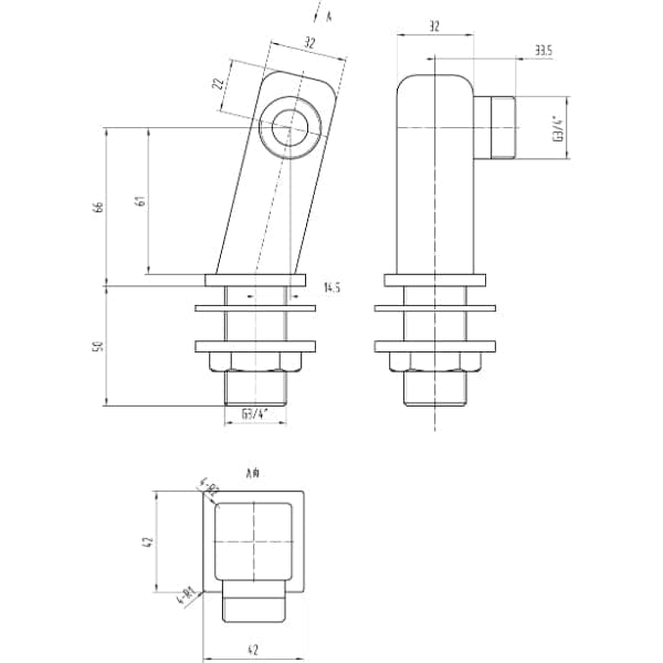 Nuie Pipes & Shrouds Nuie Square Bath Tap Inlet Leg - 42mm Wide - Chrome