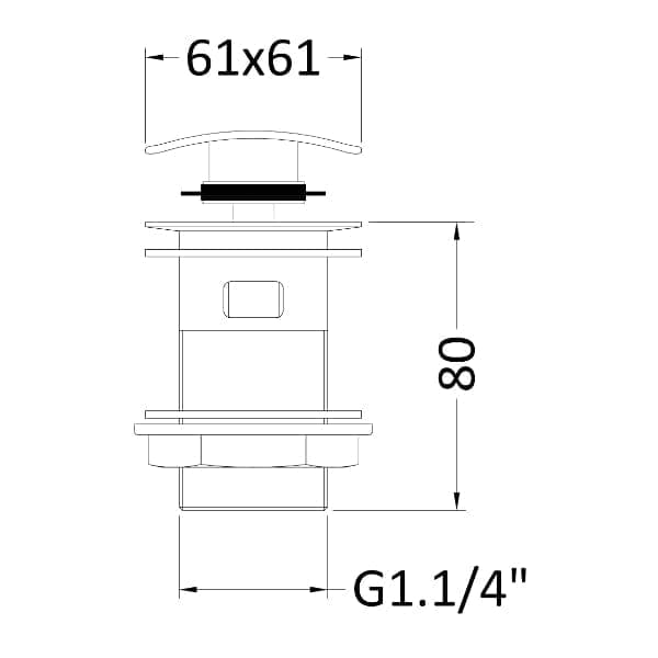 Nuie Basin Wastes Nuie Square Press Top Slotted Basin Waste - Chrome