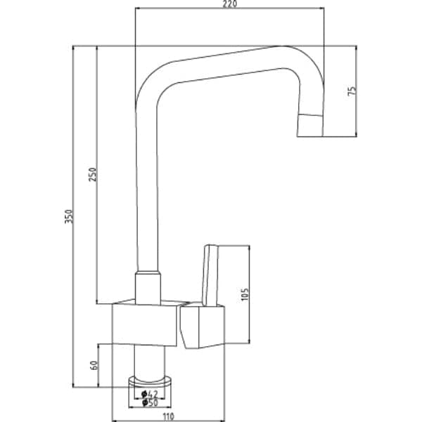 Nuie Kitchen Mixer Taps Nuie Square Single Lever Swivel Spout Kitchen Sink Mixer Tap - Chrome