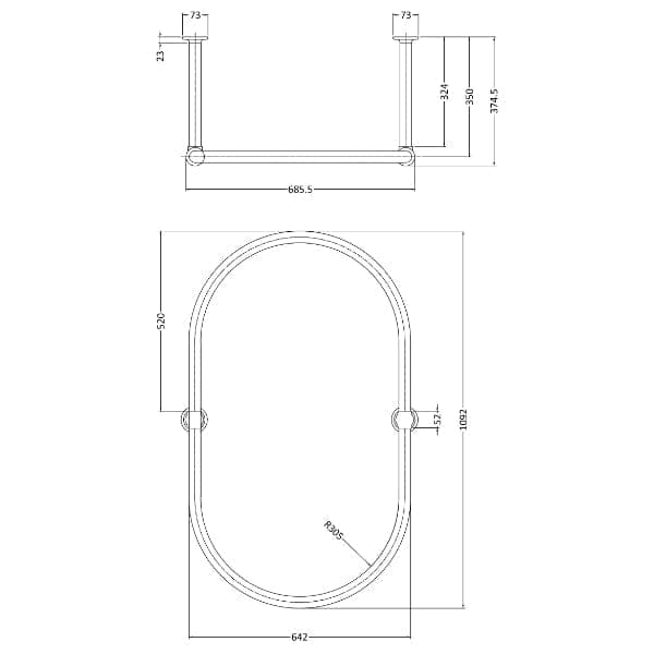 Nuie Curtain Rails Nuie Traditional Oval Shower Curtain Rail - Chrome