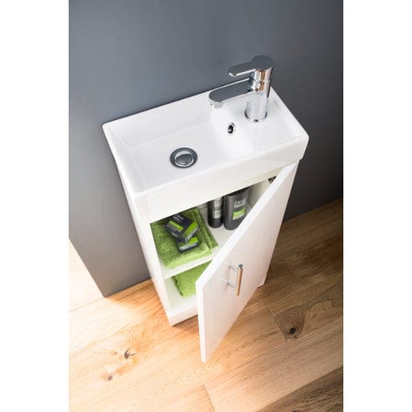 Nuie Floor Standing Vanity Units,Modern Vanity Units,Basins With Floor Standing Vanity Units,Nuie Nuie Vault 1 Door Floorstanding Vanity Unit With Basin 400mm Wide