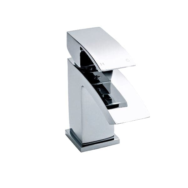 Nuie Basin Mixer Taps,Deck Mounted Taps,Modern Taps Nuie Vibe Mini Mono Basin Mixer Tap with Push Button Waste - Chrome