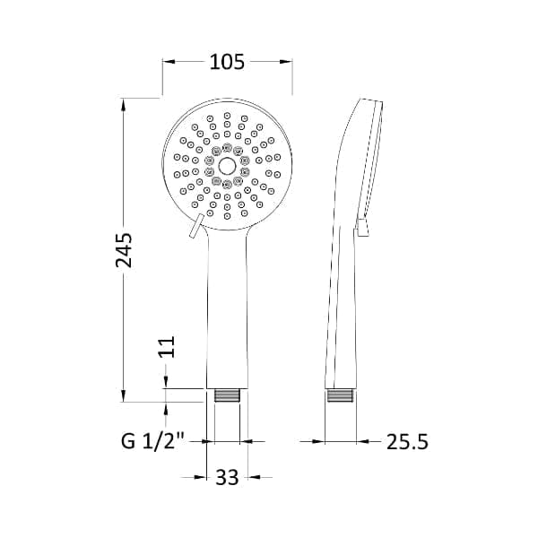 Nuie Shower Head Handsets & Hose Kits Nuie Water Saving Multifunction Shower Handset - Chrome