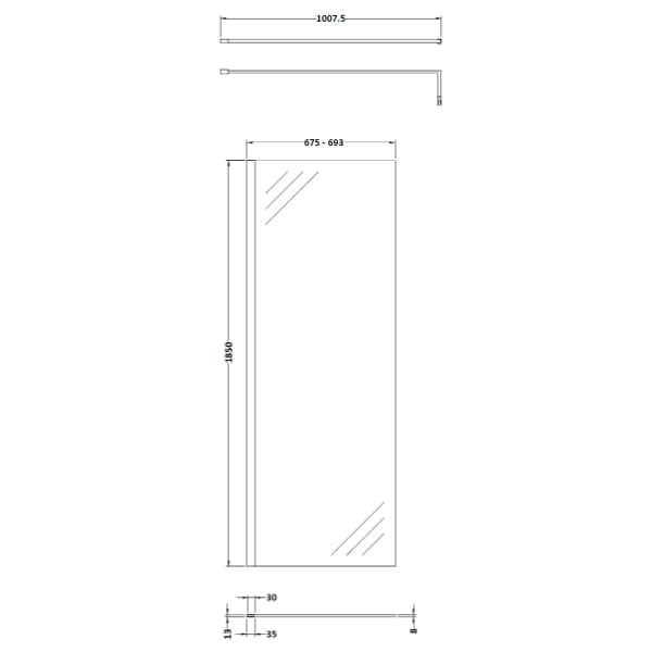 Nuie Wet Room Glass & Screens Nuie Wetroom Screen And Support Bar