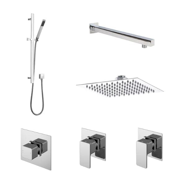 Nuie Concealed Shower Valves Nuie Windon 2 Outlet Concealed Shower Valve With Kit, Stop Tap And Diverter - Chrome