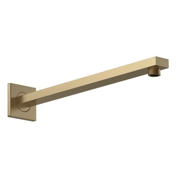 Nuie Shower Arms Brushed Brass Nuie Windon 410mm Long Rectangular Wall Mounted Shower Arm