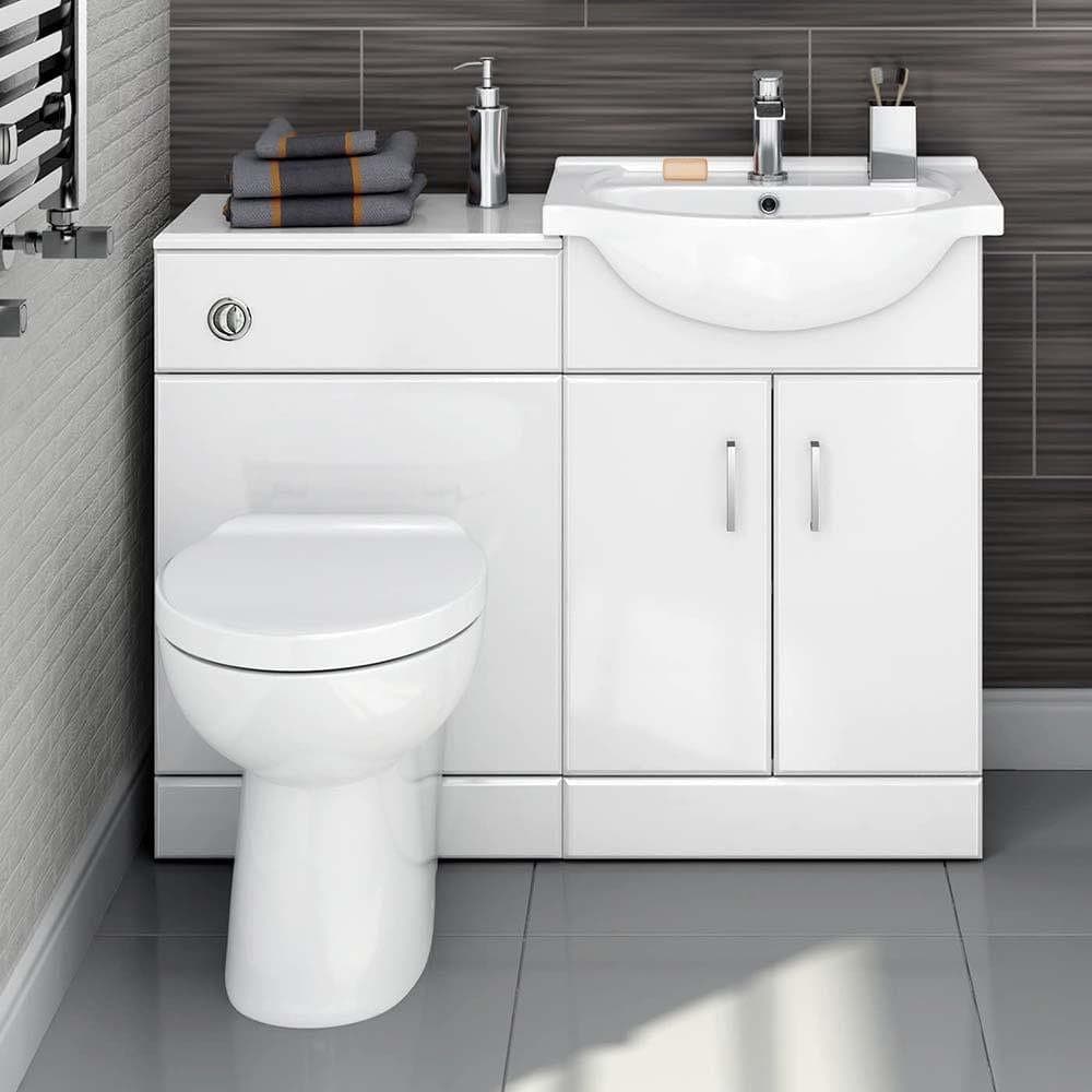 iBathUK Furniture > Combination Vanity Units Quartz MDF White Vanity Unit Bundl (1050x781x300mm)