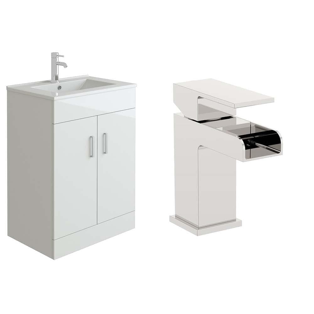 VeeBath Furniture > Vanity Units 600mm Vanity & Tap Sphinx Basin Vanity Unit and Waterfall Mixer Tap