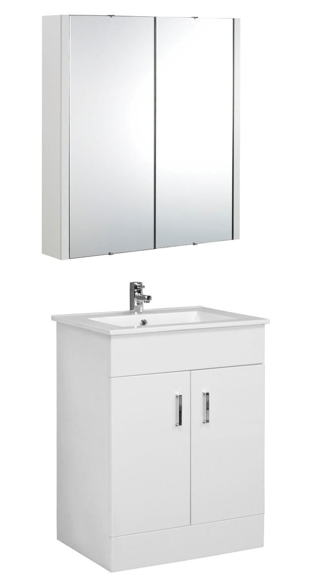 VeeBath Furniture > Vanity Units 600mm Vanity Mirror & Cabinet Sphinx Bathroom Vanity Basin Unit and Wall Mirror Set