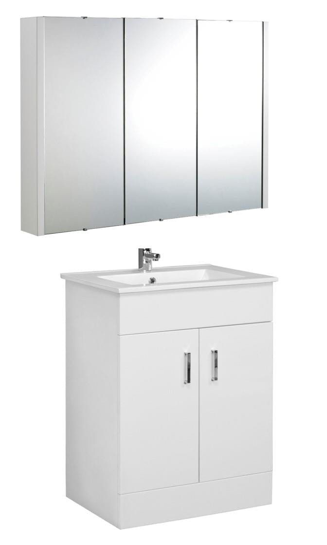 VeeBath Furniture > Vanity Units 700mm Vanity Mirror & Cabinet Sphinx Bathroom Vanity Basin Unit and Wall Mirror Set