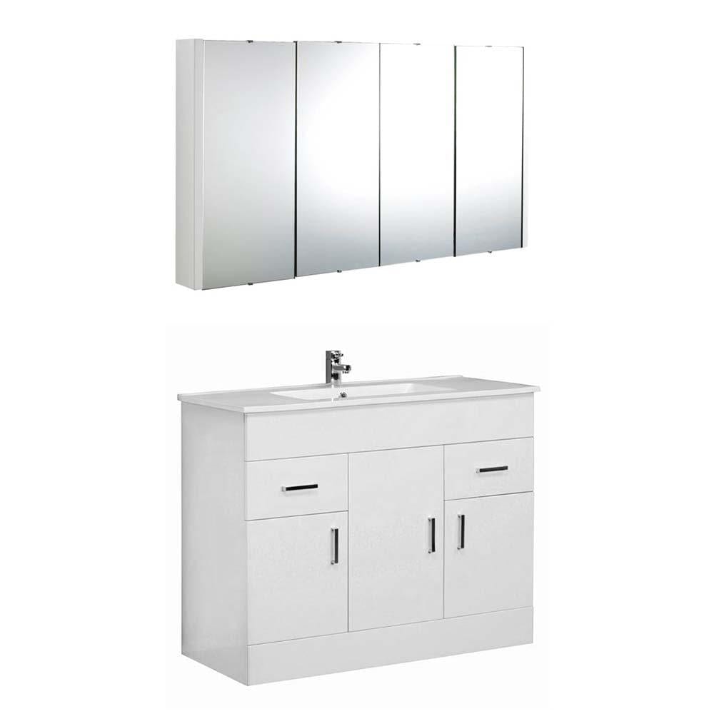VeeBath Furniture > Vanity Units 1000mm Vanity Mirror & Cabinet Sphinx Bathroom Vanity Basin Unit and Wall Mirror Set