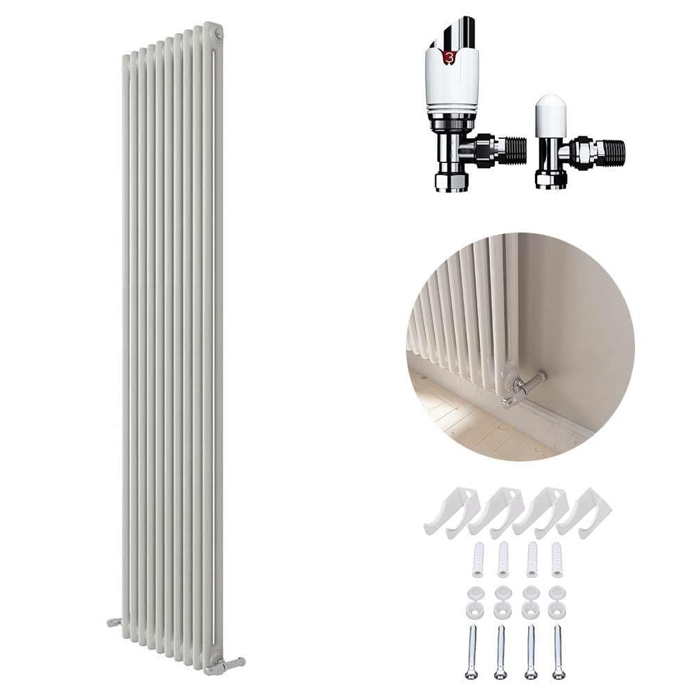 VeeBath Two or Three Column Radiator Anthracite Grey with Angled Thermostatic Valve