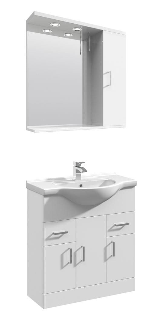 VeeBath Furniture > Vanity Units 750mm Vanity Cabinet Vanity Basin Cabinet and Wall Mirror Cabinet