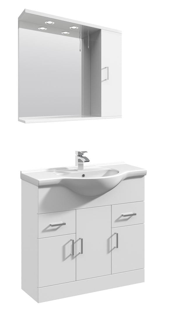 VeeBath Furniture > Vanity Units 850mm Vanity Cabinet Vanity Basin Cabinet and Wall Mirror Cabinet