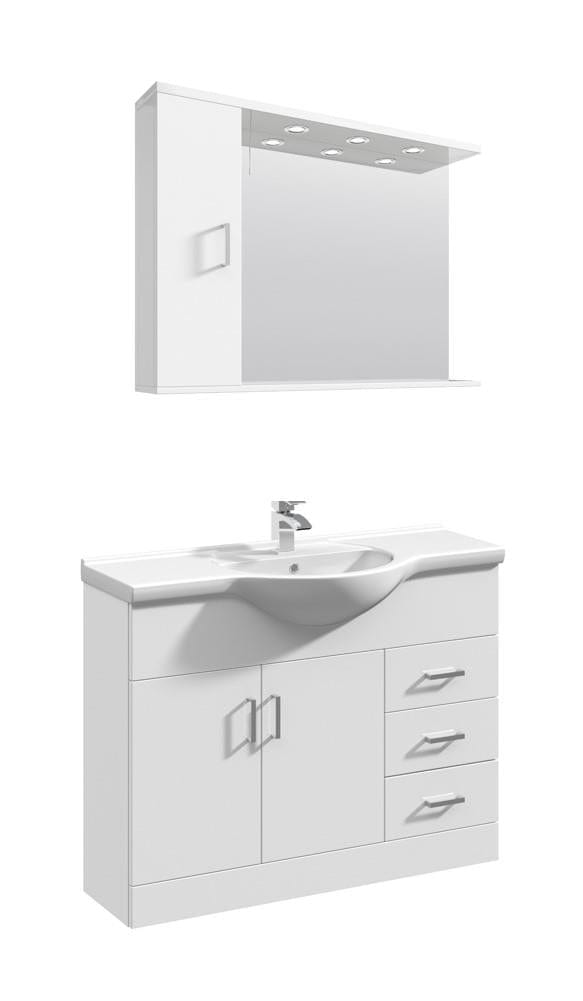 VeeBath Furniture > Vanity Units 1050mm Vanity Cabinet Vanity Basin Cabinet and Wall Mirror Cabinet