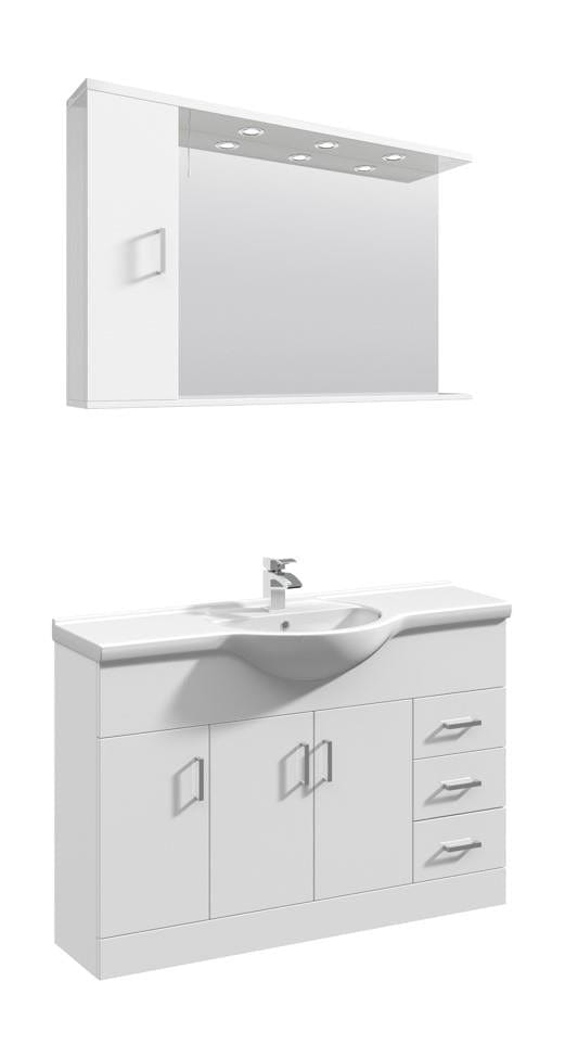 VeeBath Furniture > Vanity Units 1200mm Vanity Cabinet Vanity Basin Cabinet and Wall Mirror Cabinet