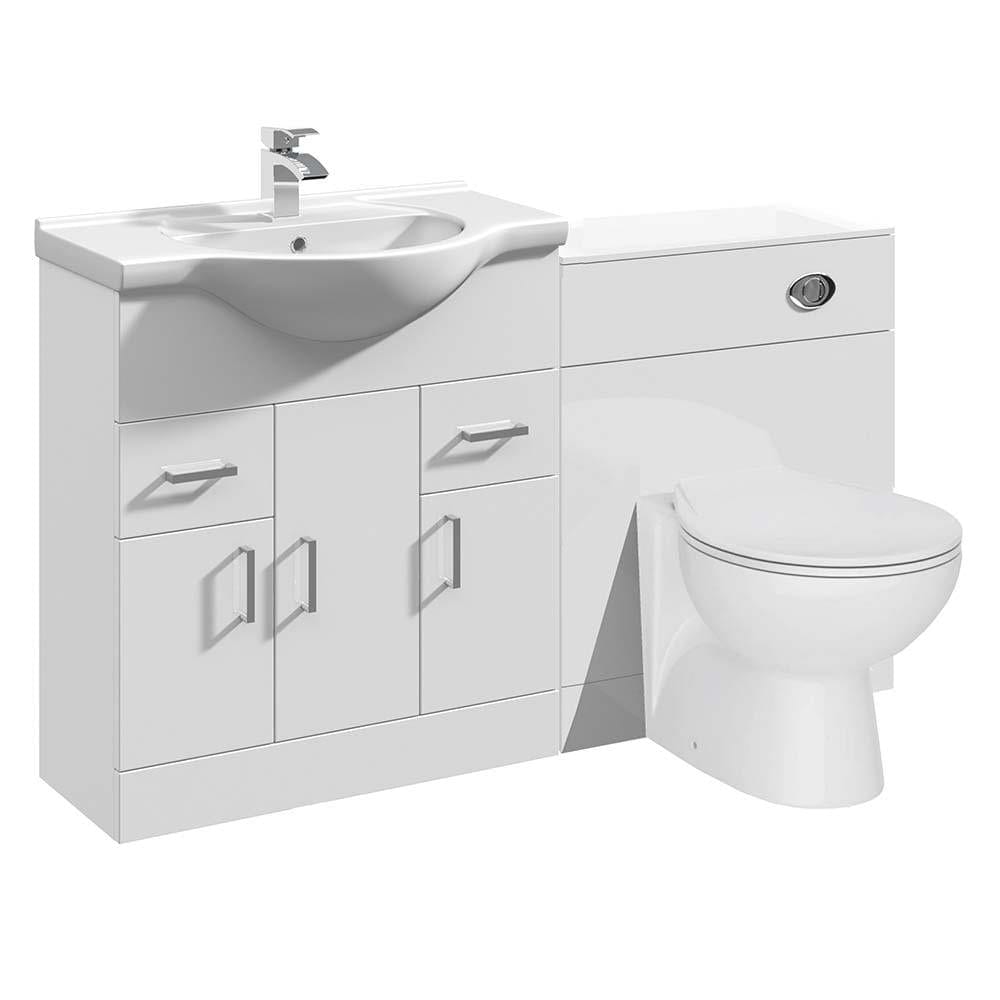 VeeBath Furniture > Vanity Units 1350mm VeeBath Bathroom Furniture Set in White