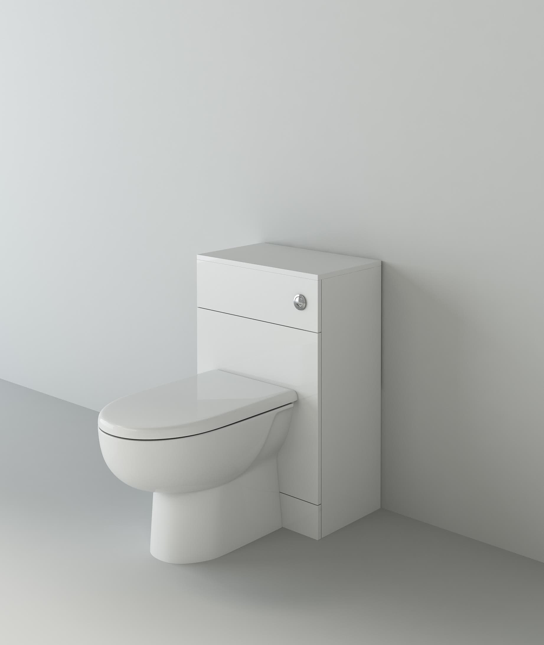 VeeBath Toilets > Back To Wall Toilets D-Shaped 500 x 300mm VeeBath Bathroom Toilet Furniture with Soft Close Seat and Cistern