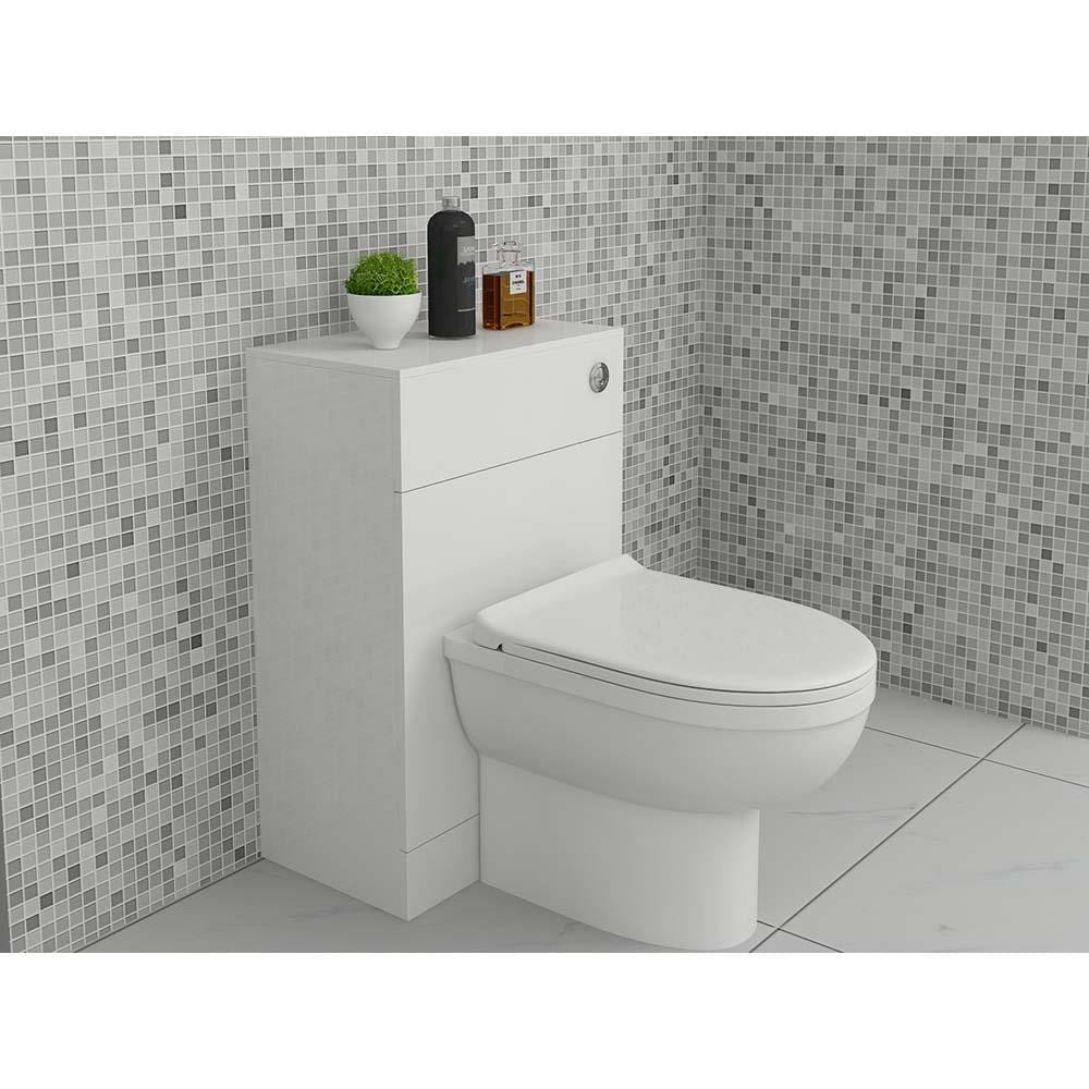 VeeBath Toilets > Back To Wall Toilets D-Shaped 600 x 330mm VeeBath Bathroom Toilet Furniture with Soft Close Seat and Cistern
