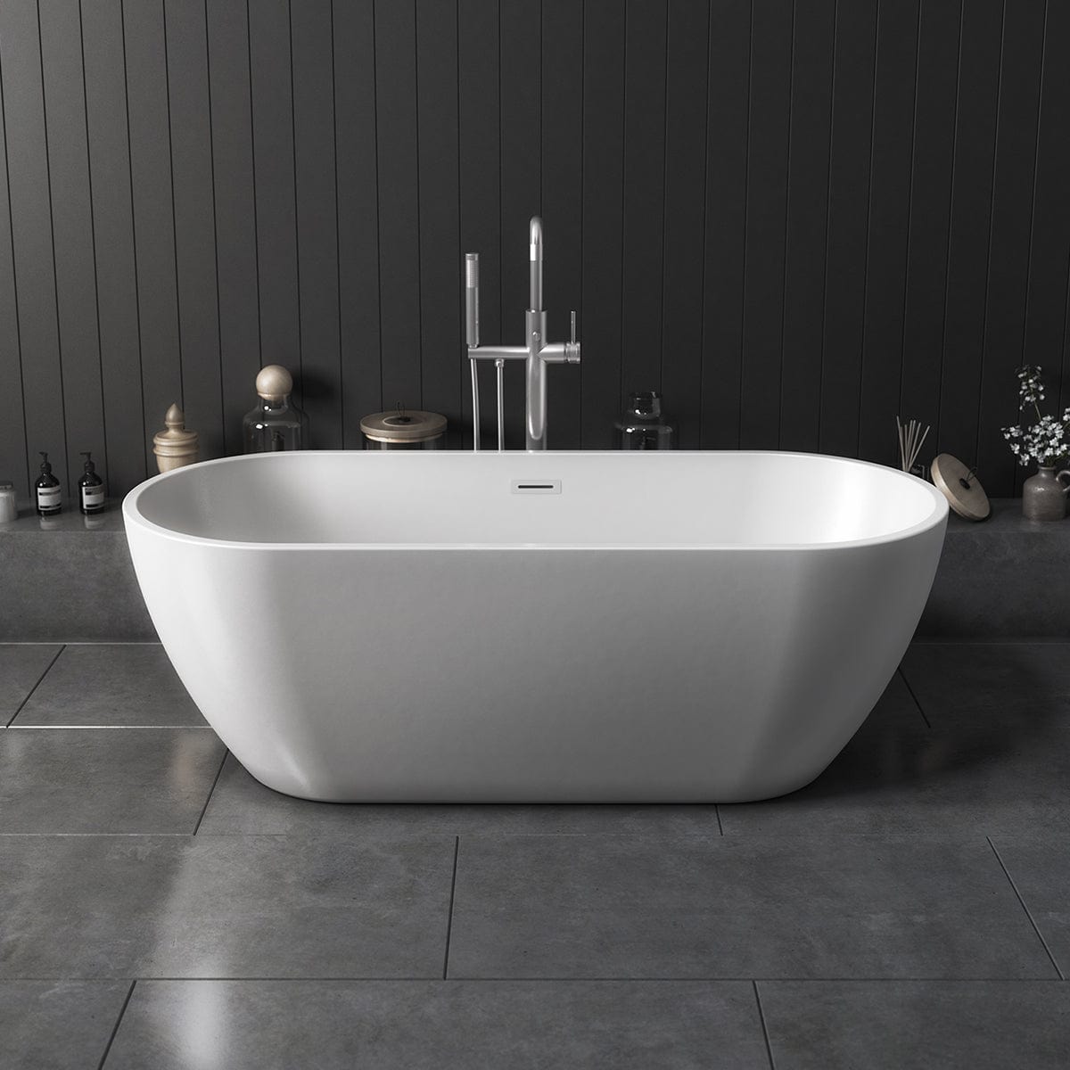 VeeBath Freestanding Bathtubs Veebath Foam Bath Freestanding Double Sided Acrylic Glossy White Finish Bathtubs 1650 x 700mm