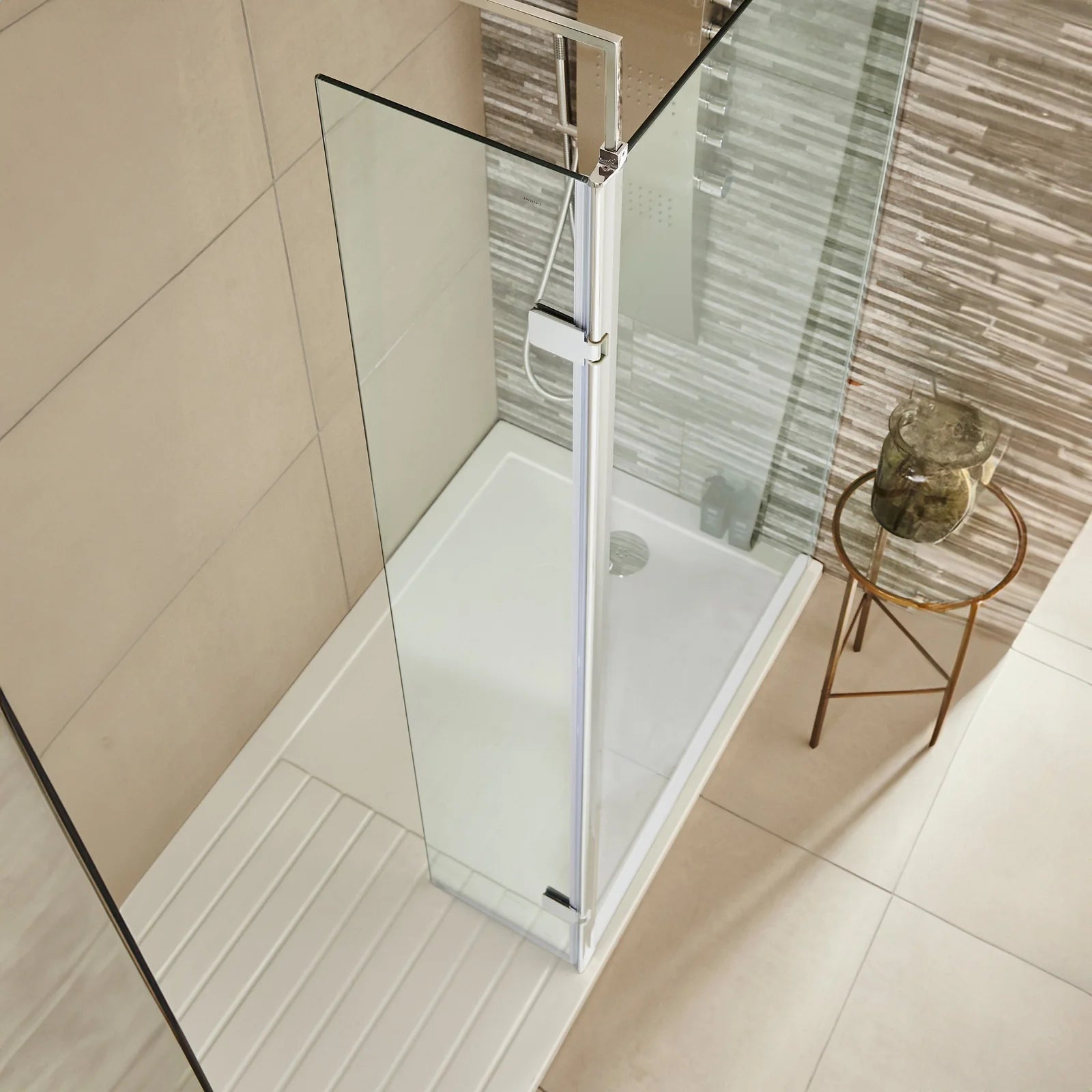 Safira 8mm Glass Wetroom Return Panel With Support Bar