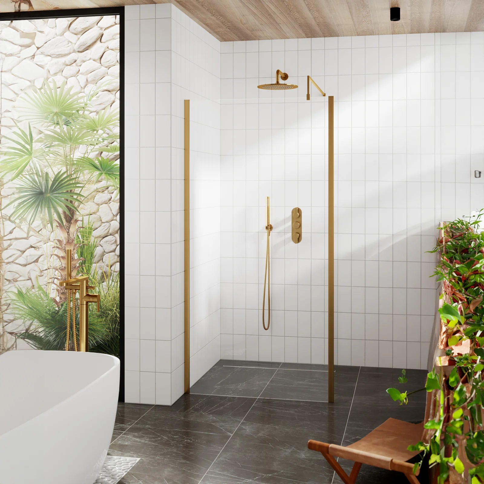 Elysian 8mm Glass Wetroom Panel With Support Bar