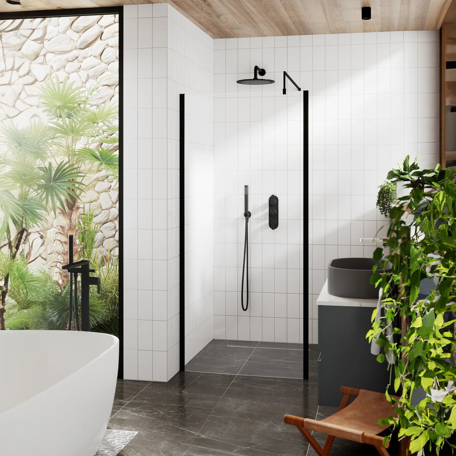 Elysian 8mm Glass Wetroom Panel With Support Bar