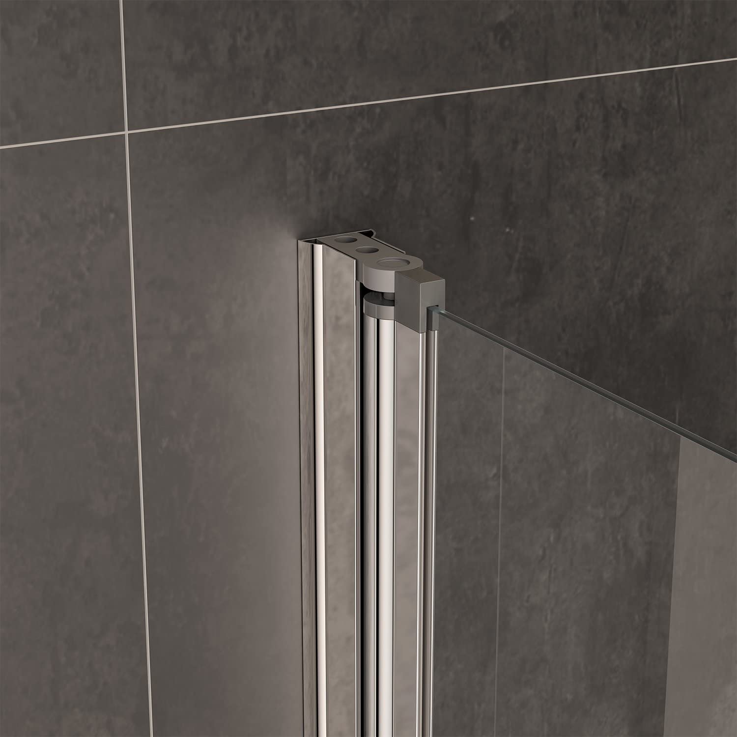 Modern Shower Reversible Bath Screen With Panel And Towel Rail - 1400mm x 1000mm - Chrome