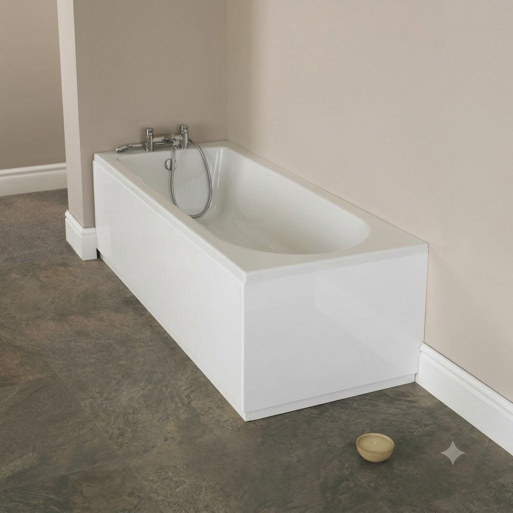 Bamby Straight Round Single Ended Rectangular Bath With Legs - White