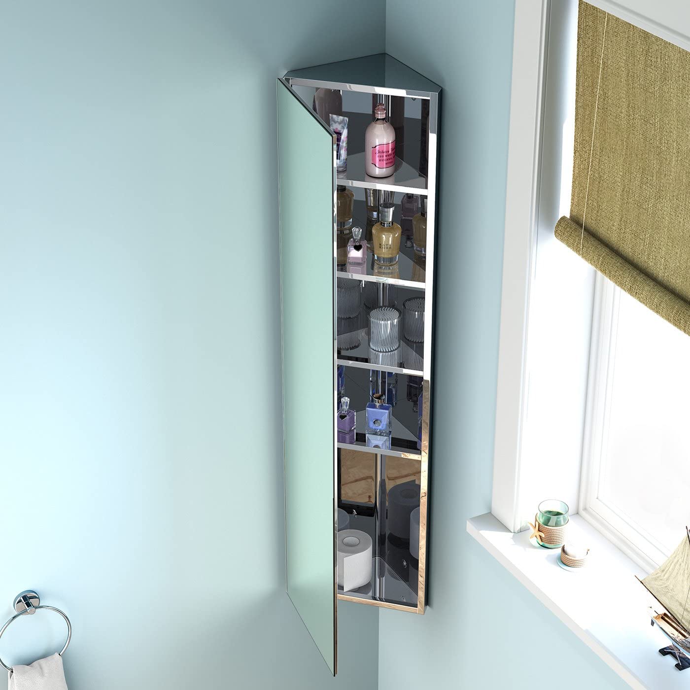 Storvue Wall Mounted Corner Mirror Cabinet