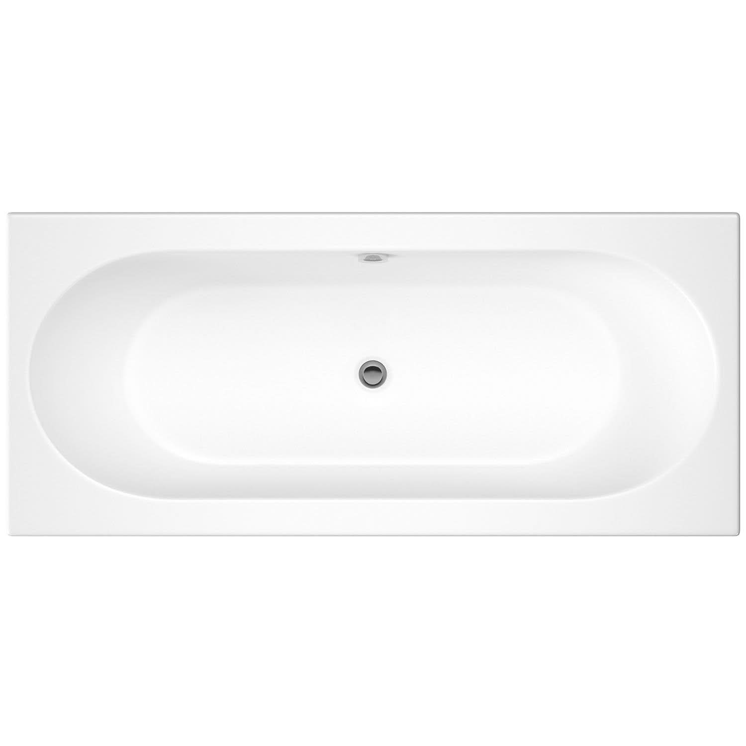 iBathUK Standard Round Double Ended Bath, Symmetrical Design with Smooth Curves, Durable Acrylic Tub, 1700 x 700mm