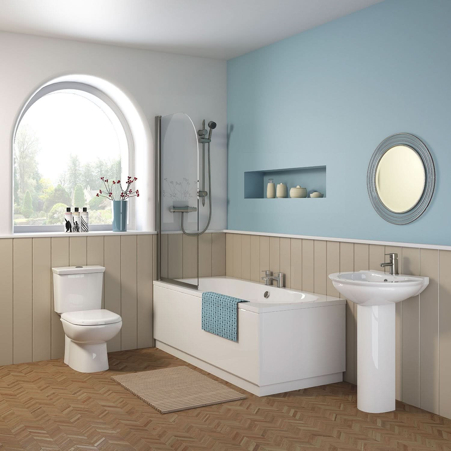 iBathUK Standard Round Double Ended Bath, Symmetrical Design with Smooth Curves, Durable Acrylic Tub, 1700 x 700mm