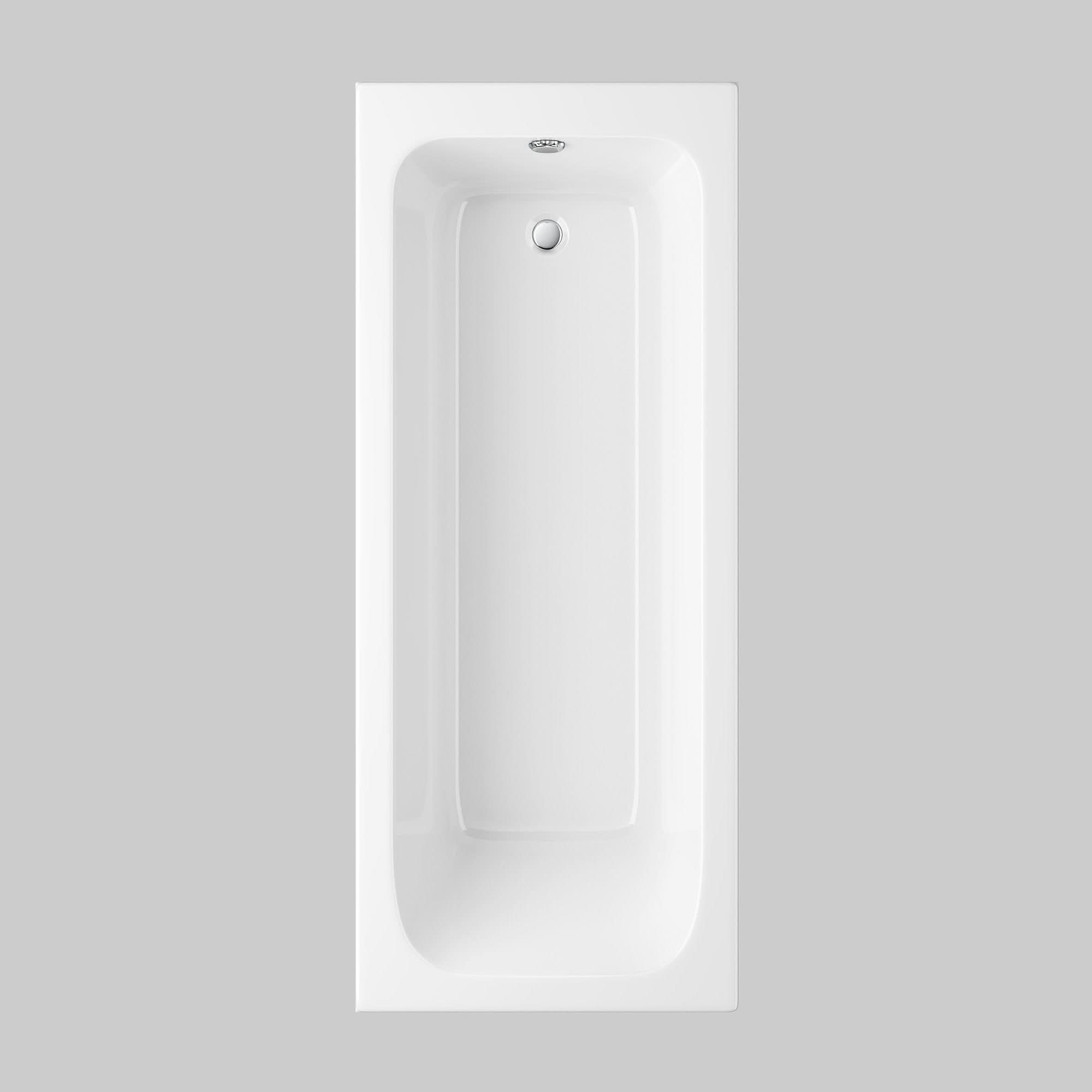 iBathUK Arvon Shower Bath Suite, Straight Bathtub with Full Pedestal Basin & Close Coupled Toilet, Modern 3-Piece Set