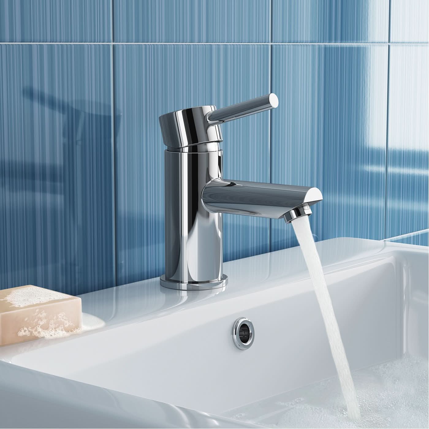 iBathUK Xylen Cloakroom Basin Mixer Tap, Compact Bathroom Sink Faucet with Single Lever Control for Modern Spaces, Basin with Mixer Tap, Chrome