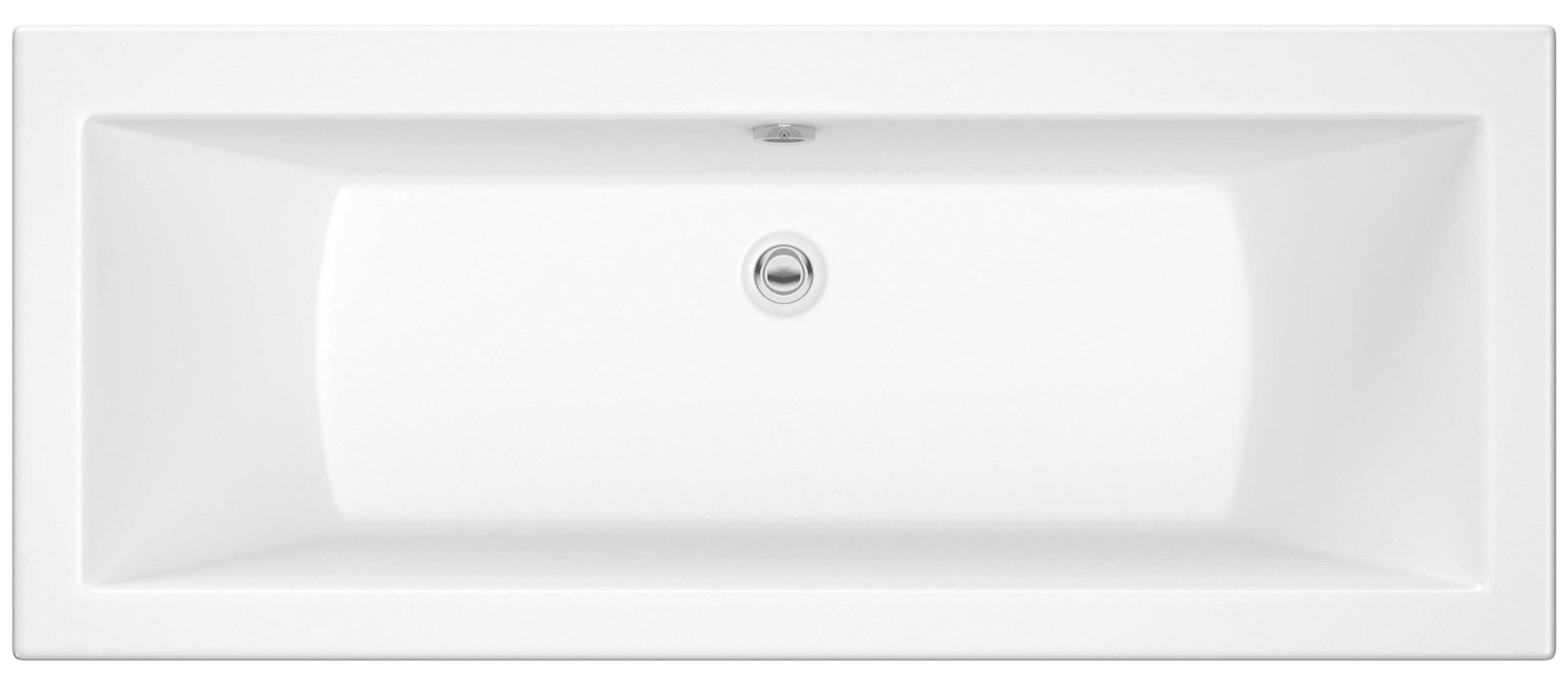 iBathUK Strava Double Ended Rectangular Acrylic Bathtub with Adjustable Feet, Modern White Gloss Bathroom Tub,1700 x 700mm