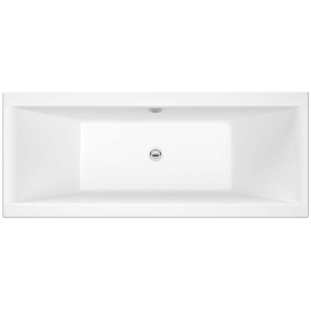iBathUK Strava Double Ended Rectangular Acrylic Bathtub with Adjustable Feet, Modern White Gloss Bathroom Tub, 1800 x 800mm