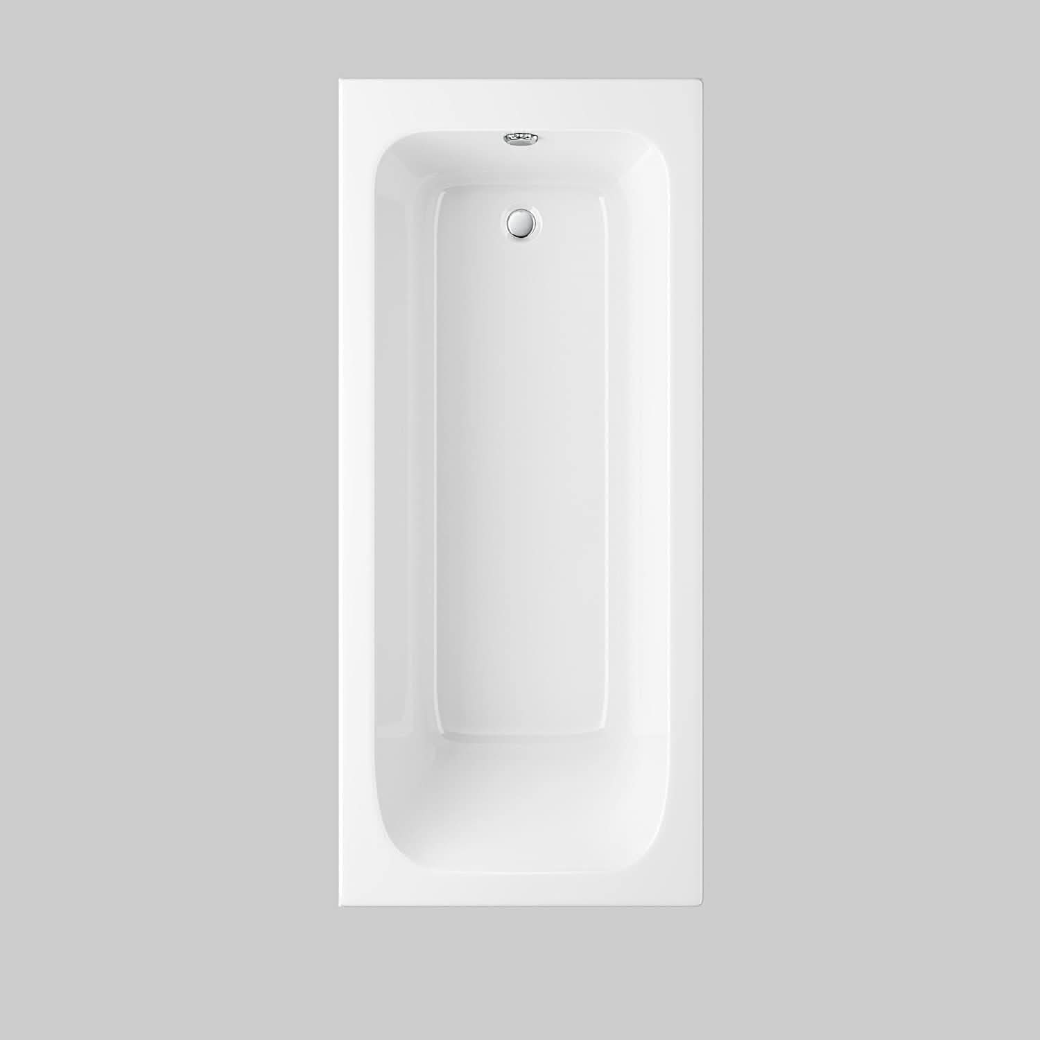 iBathUK Arvon Single Ended Rectangular Acrylic Bathtub with Adjustable Feet, Modern White Gloss Bathroom Tub, 1500 x 700mm