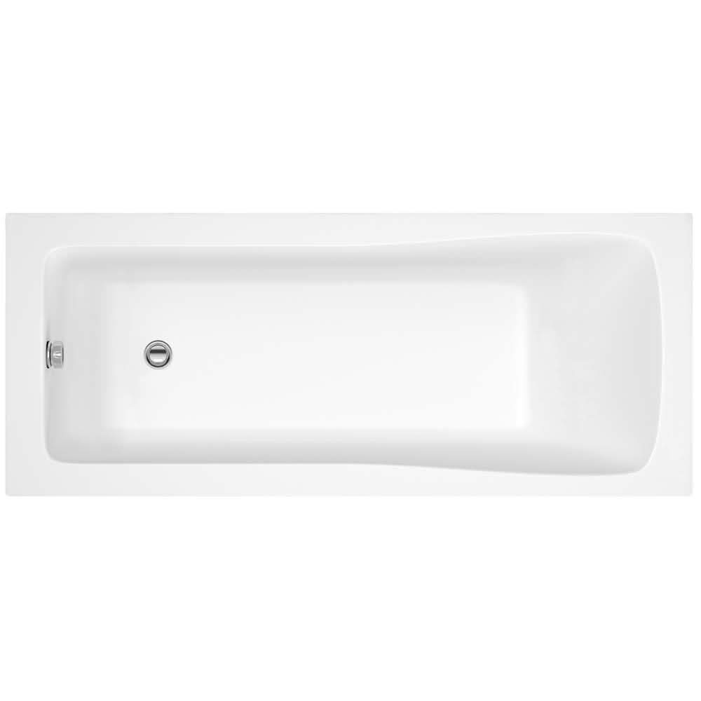 iBathUK Arvon Single Ended Rectangular Acrylic Bathtub with Adjustable Feet, Modern White Gloss Bathroom Tub, 1700 x 750mm
