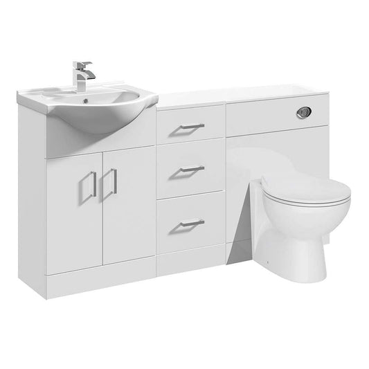 VeeBath 1400mm Bathroom Vanity Unit Cabinet Combination Set WC Toilet Unit Pan Cistern