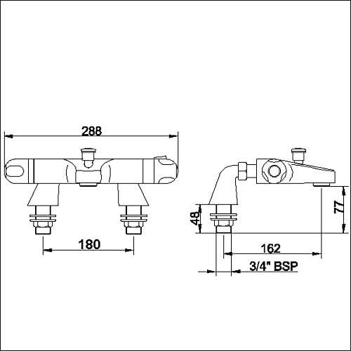 Eco Deck Mounted Thermostatic Bar Shower Valve with Pillars - Chrome
