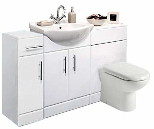 Bathroom Vanity WC Toilet Cistern Pan Storage Cupboard Furniture Set - 1300mm