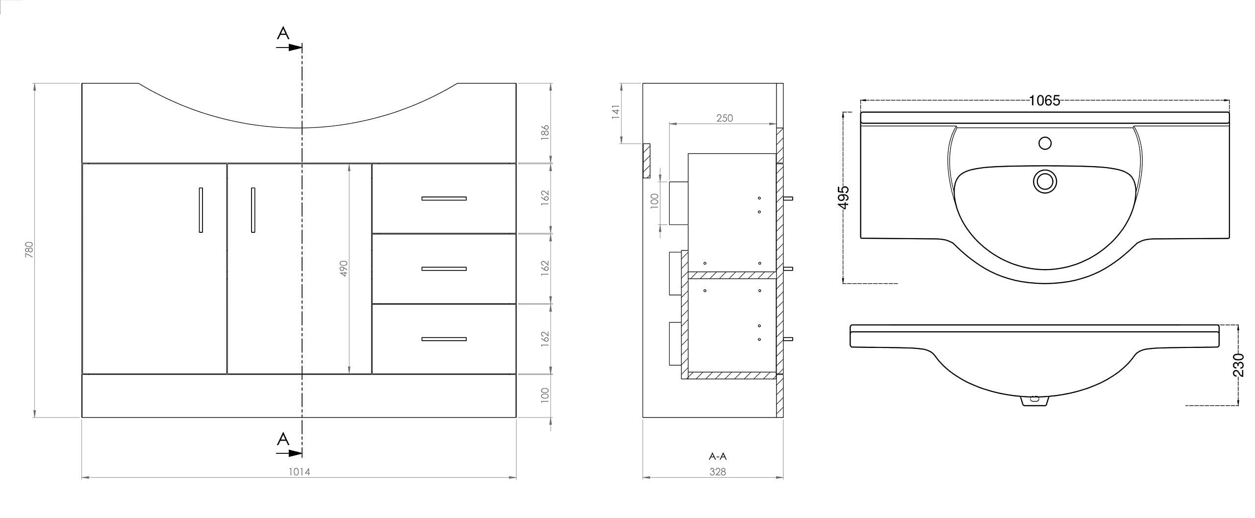 VeeBath Linx Vanity Unit and Compact Storage Combination Unit