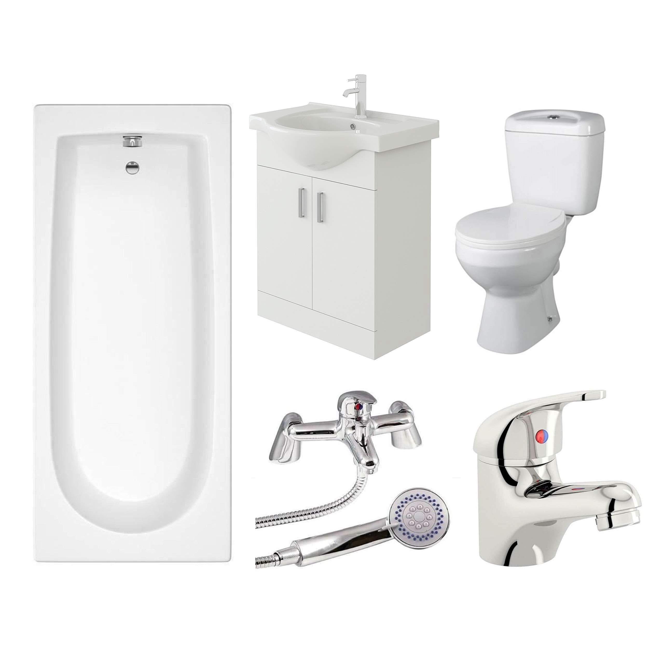 Rosina 1800mm Bath Vanity Basin Unit Toilet & Mixer Taps Bathroom Suite