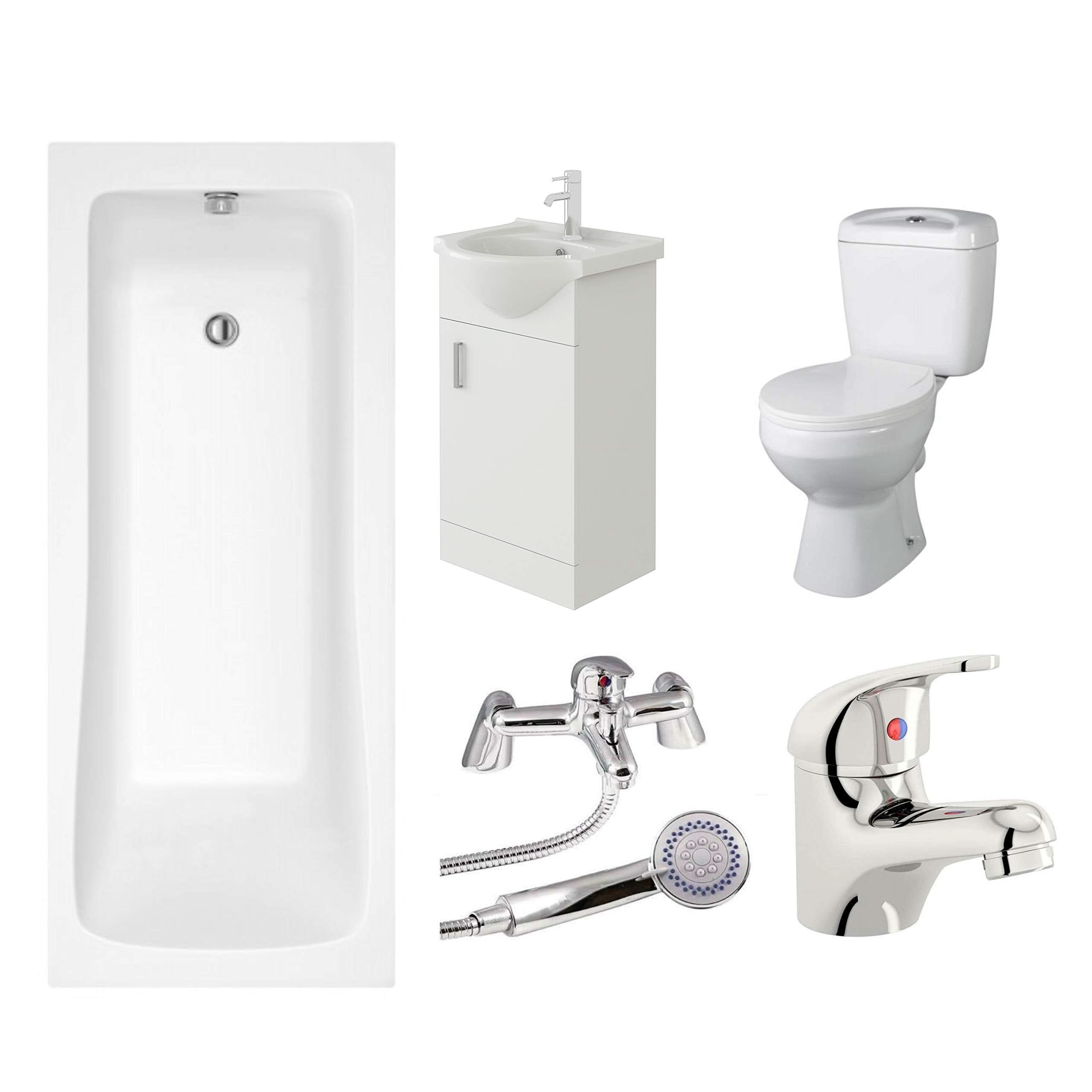 Sophia 1700mm Bath Vanity Basin Unit Toilet & Mixer Taps Bathroom Suite