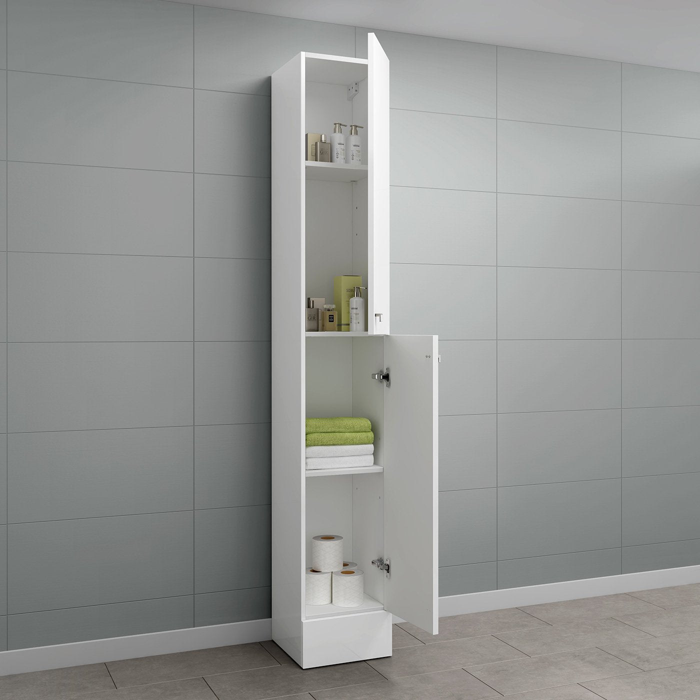 iBathUK Harper Combined Vanity Unit Bathroom Suite, Basin Cabinet with Back to Wall Toilet WC & Pan, Modern Vanity Unit with Basin Gloss White