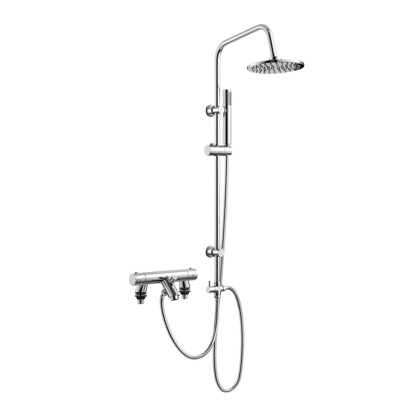 iBathUK Elevex Thermostatic Shower Mixer Set with Bath Filler, Fixed Head & Handset - Chrome